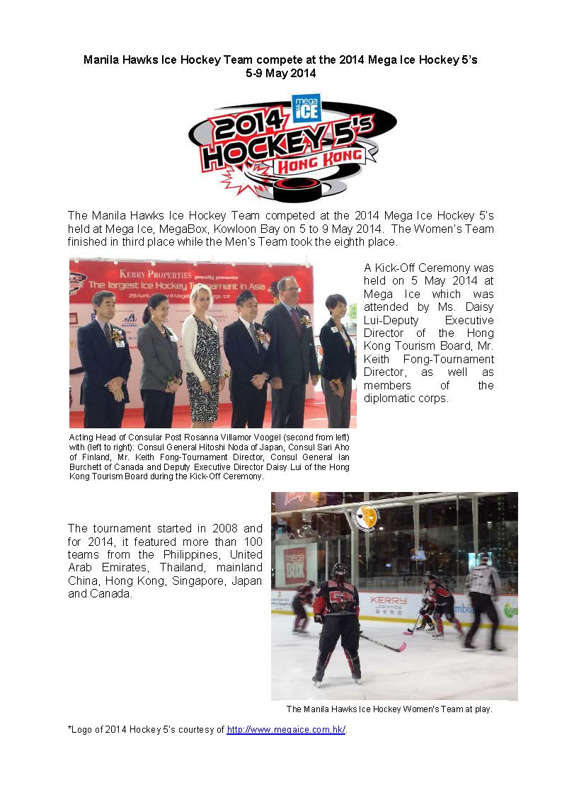 Manila Hawks Ice Hockey Team compete at the 2014 Mega Ice Hockey 5s