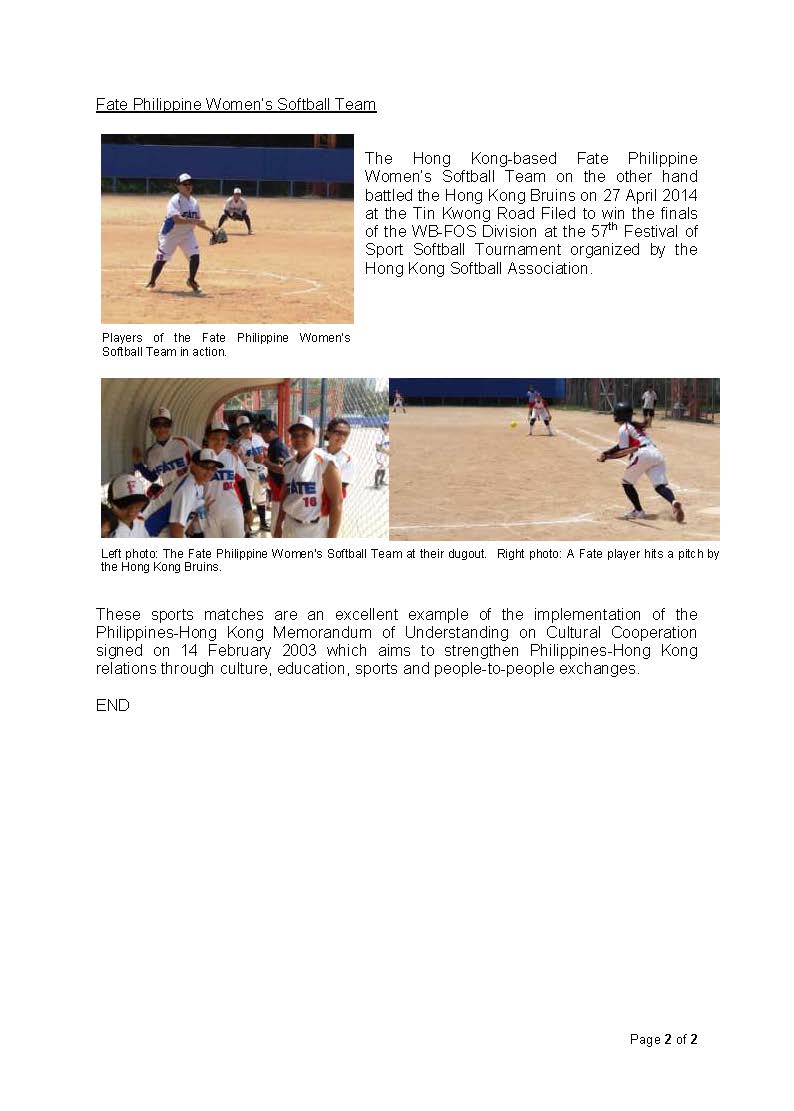 Philippines and Hong Kong celebrate Friendship through a Weekend of Sports Page 2