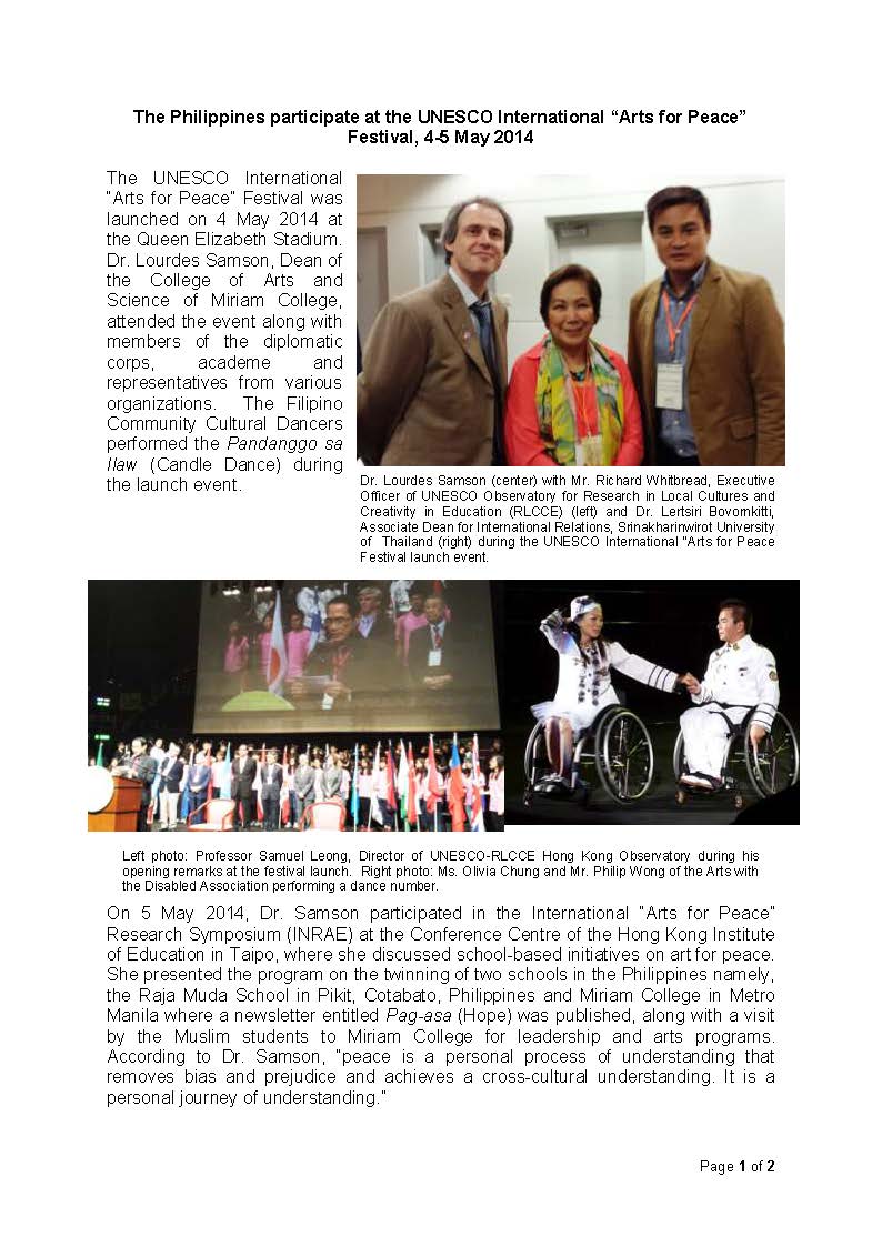 The Philippines participate at the UNESCO International Page 1