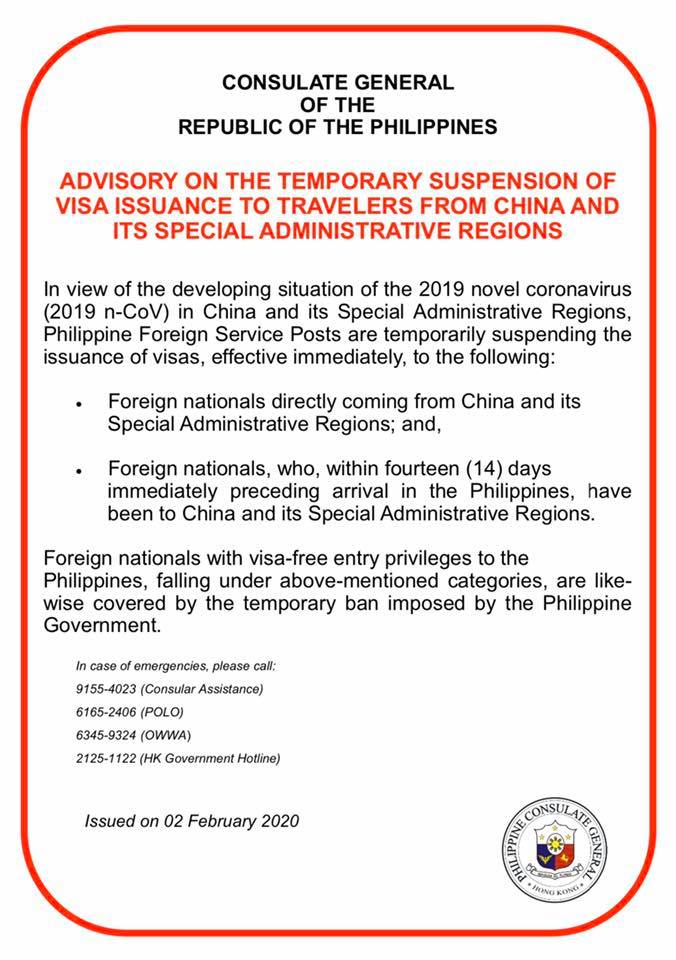 Advisory Temporary Suspension Visa